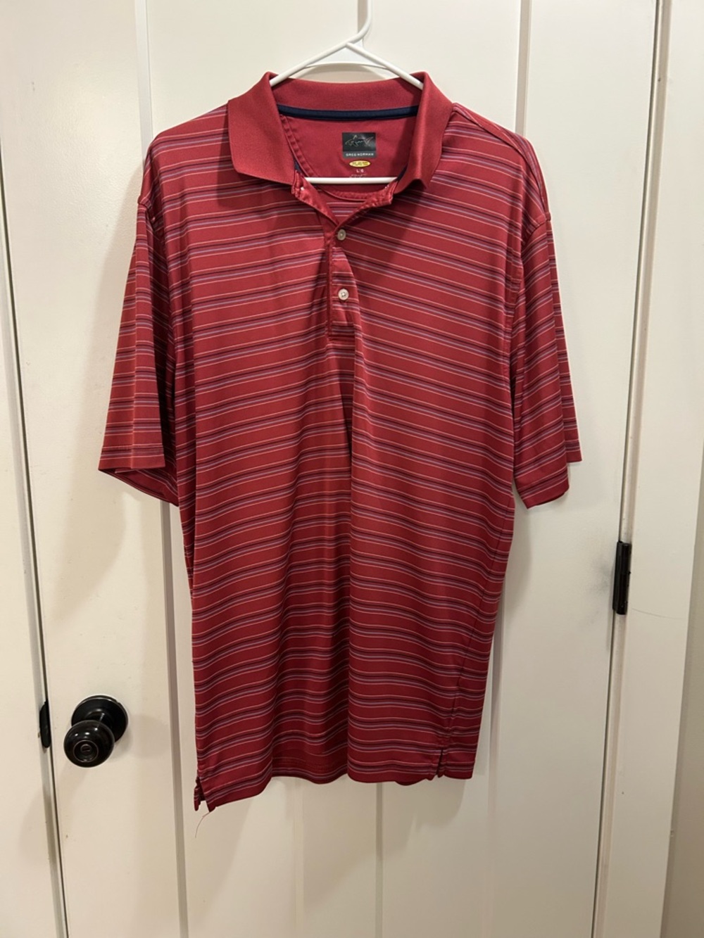 Men's Striped Performance Polo - Red